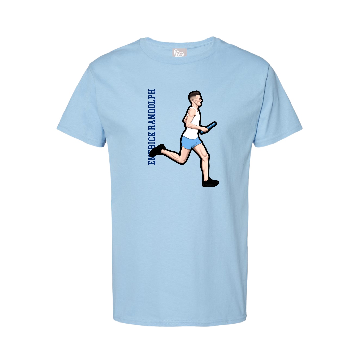 Youth Tee — Name Vertical in Light Blue