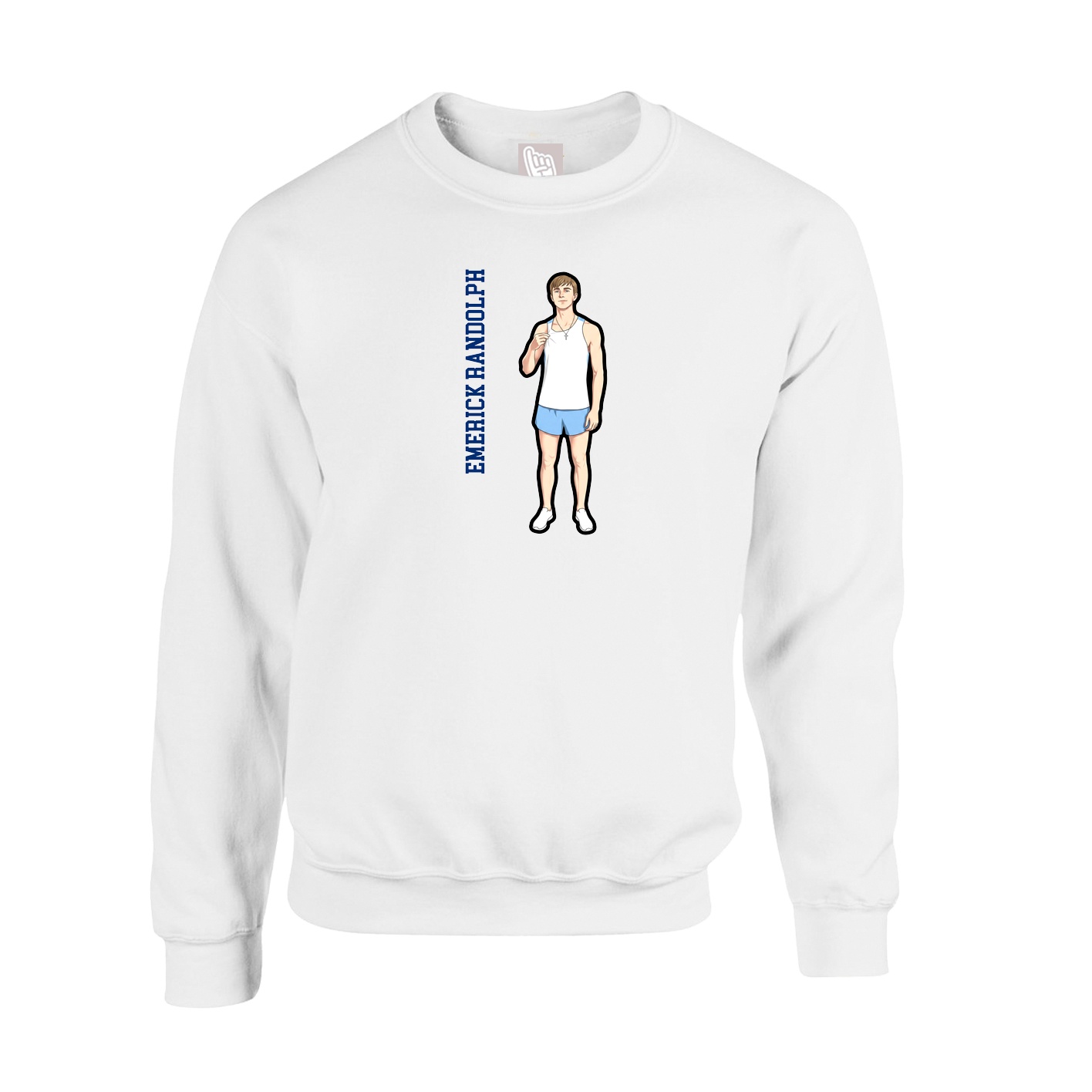 Fleece Crew — Name Vertical in White