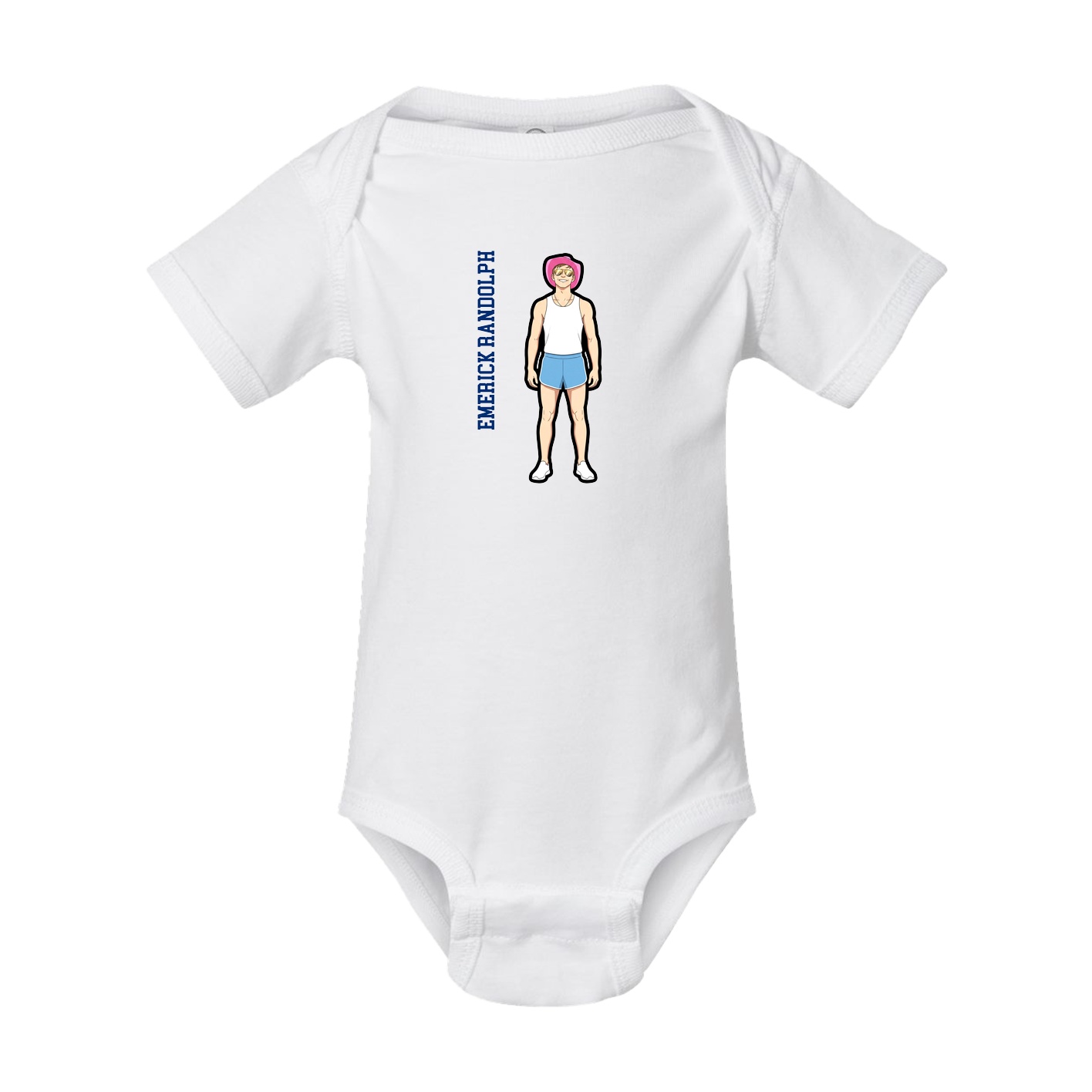 Baby Onesie — Name Vertical in White