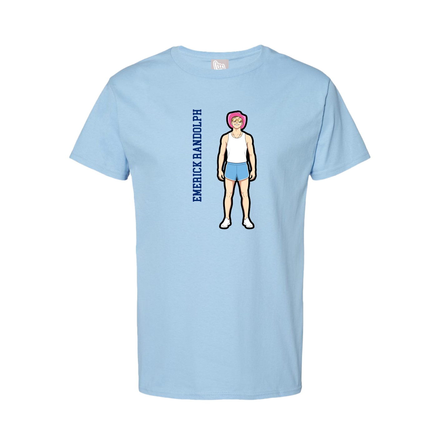 Tee — Name Vertical in Light Blue