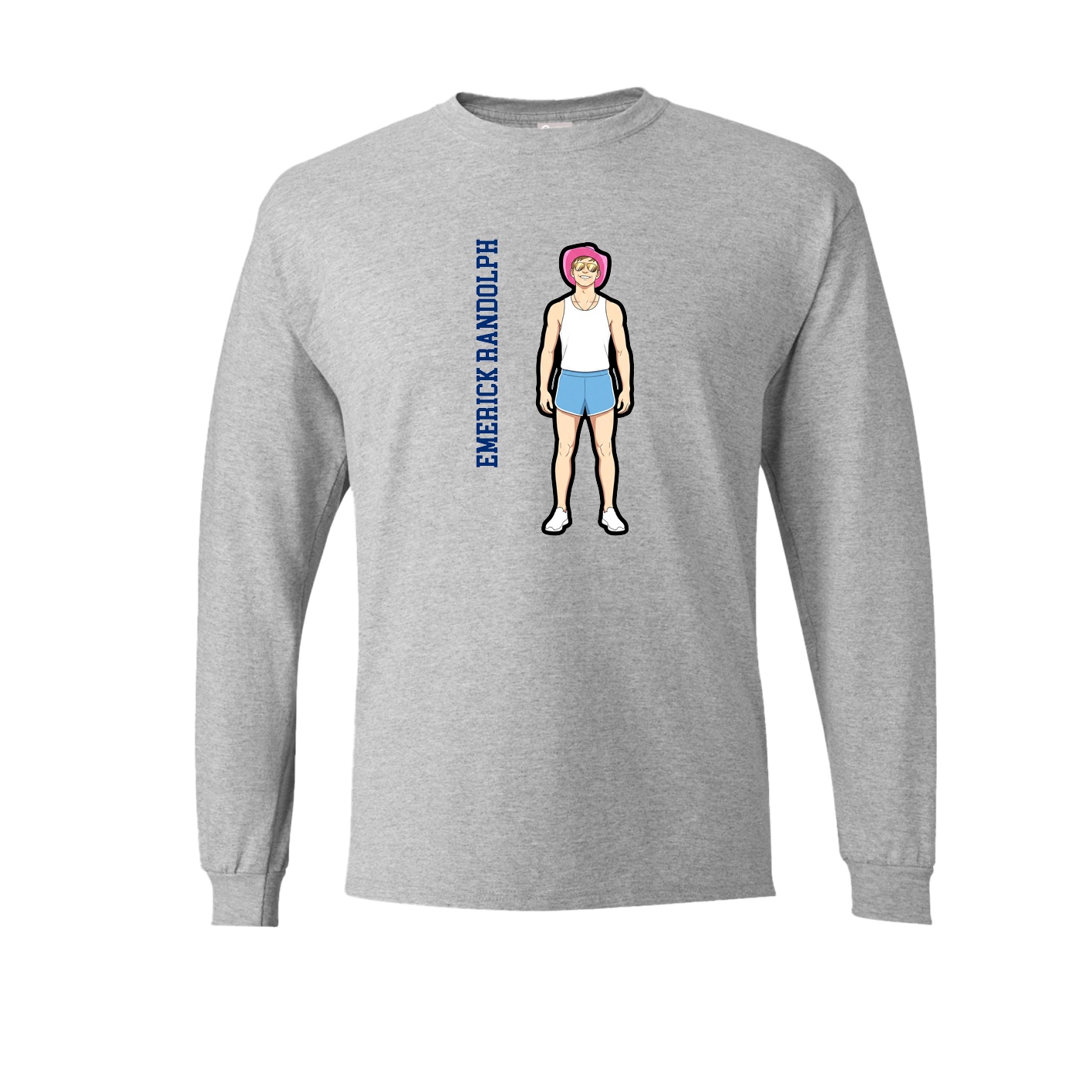 Long Sleeve Tee — Name Vertical in Grey