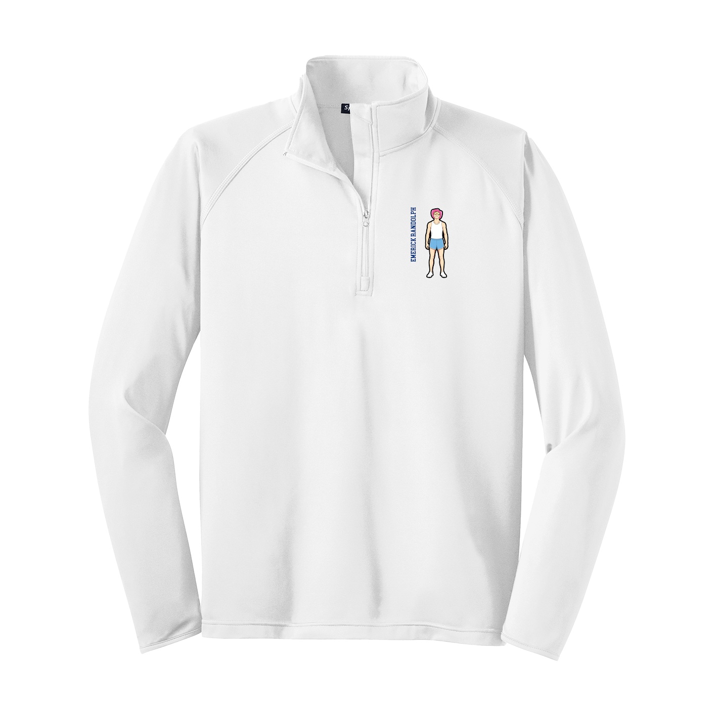Q-Zip Pullover — Name Vertical in White
