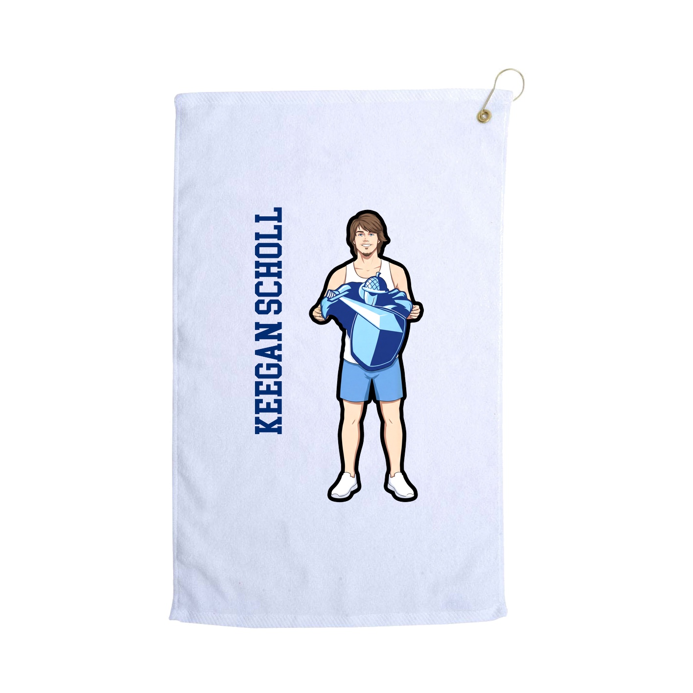 Golf Towel — Name Vertical in White