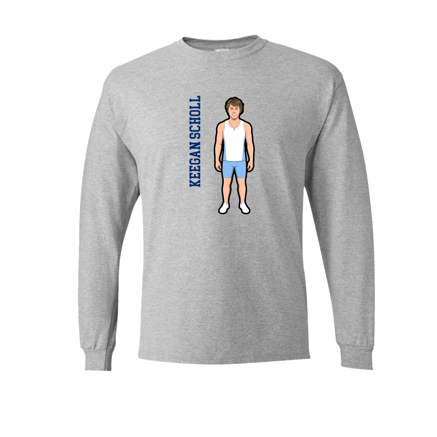 Long Sleeve Tee — Name Vertical in Grey
