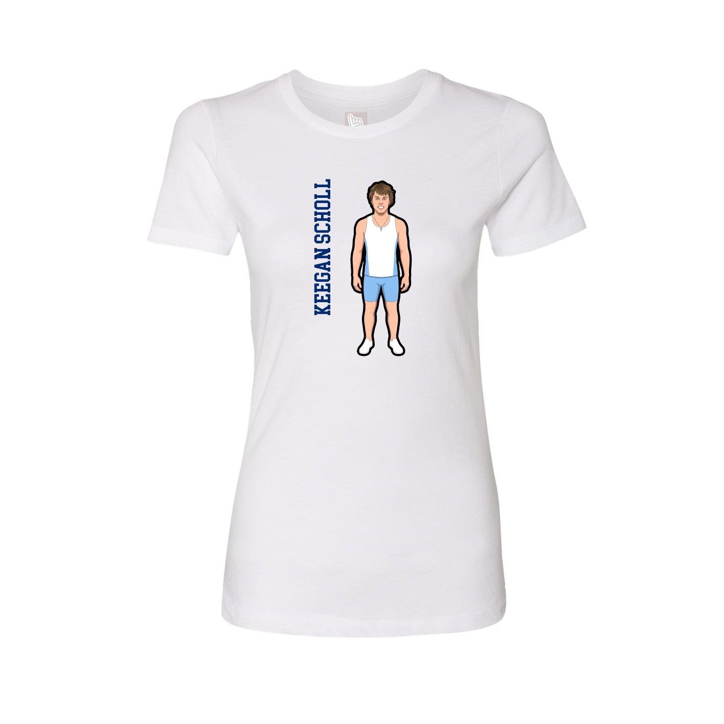Womens Tee — Name Vertical in White