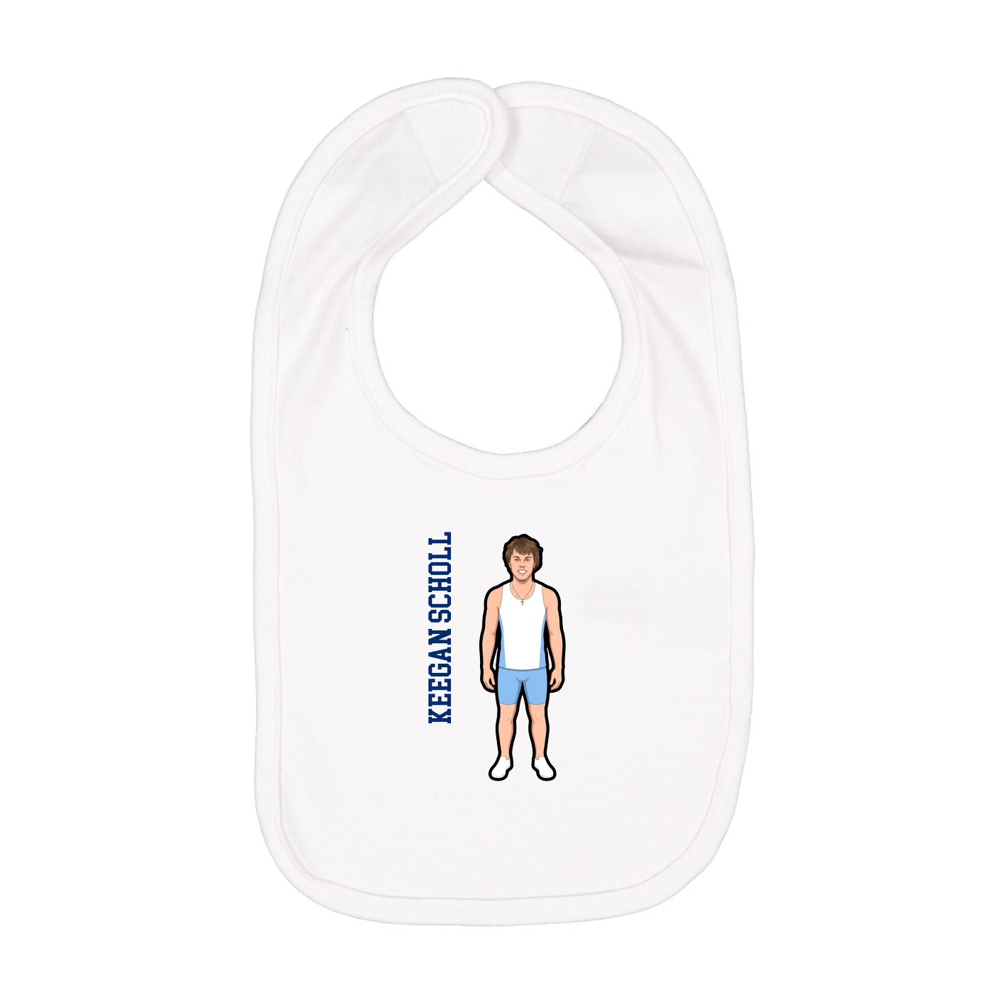 Infant Bib — Name Vertical in White