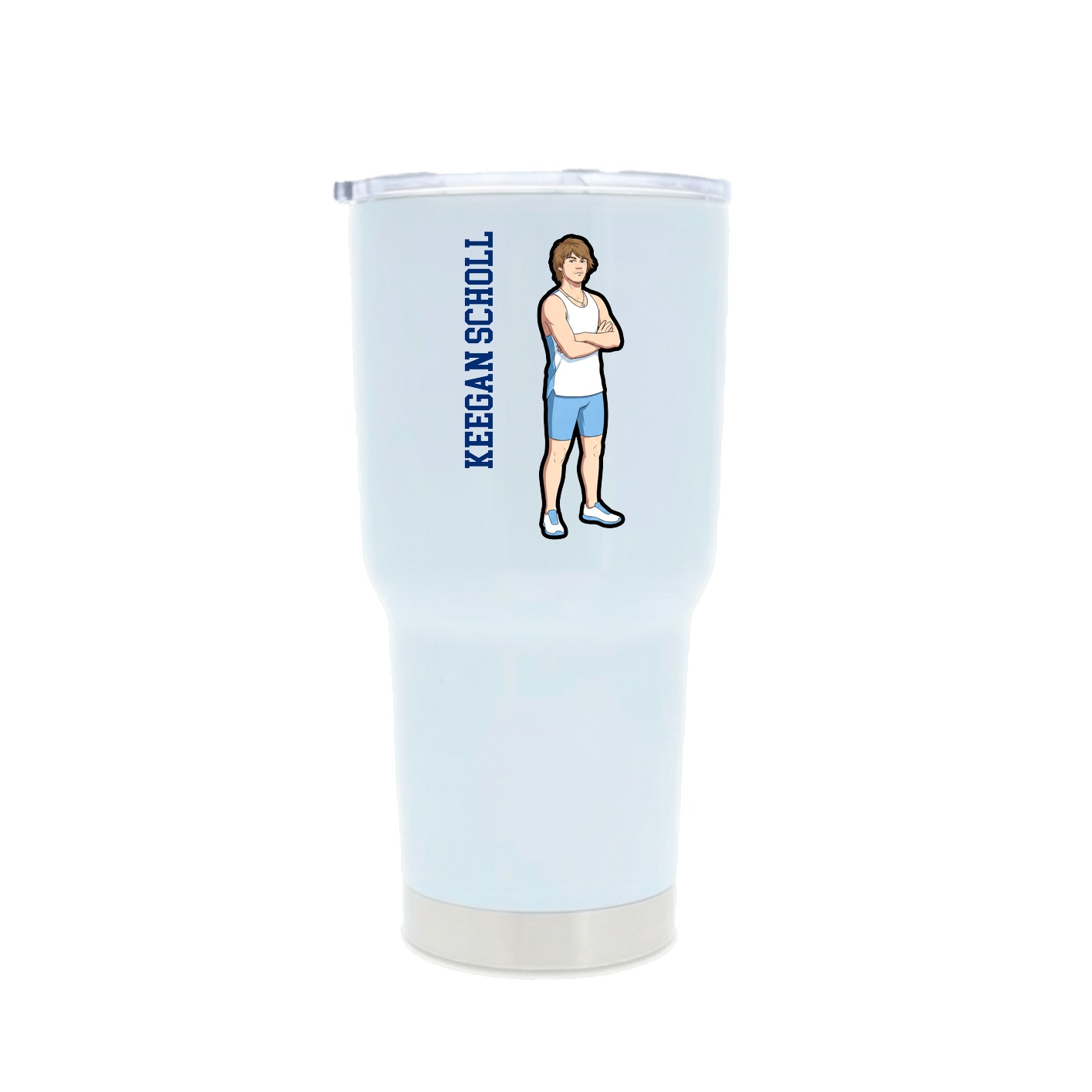 30oz Stainless Steel Tumbler — Name Vertical in White
