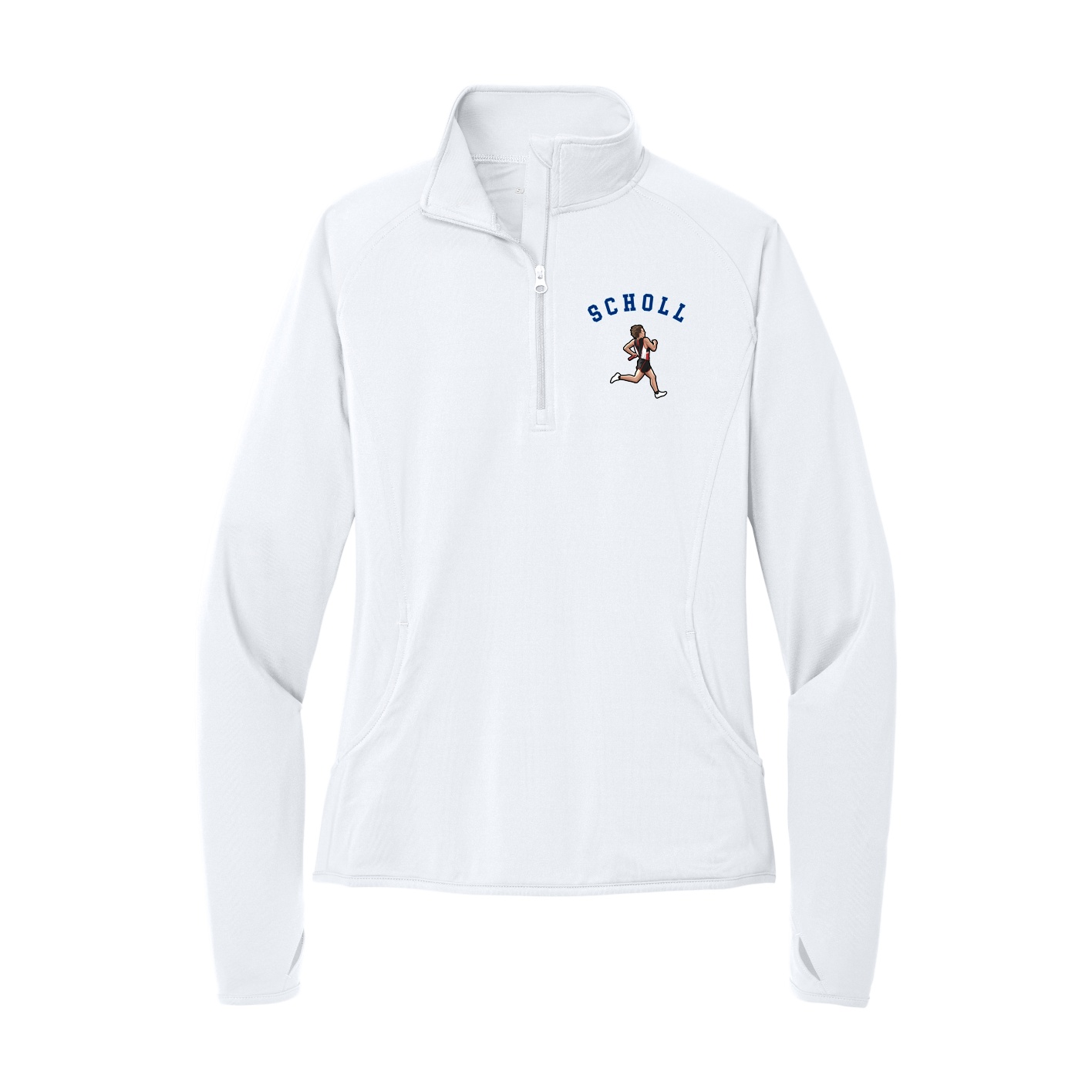 Women's Q-Zip Pullover — Shirsey Arch in White