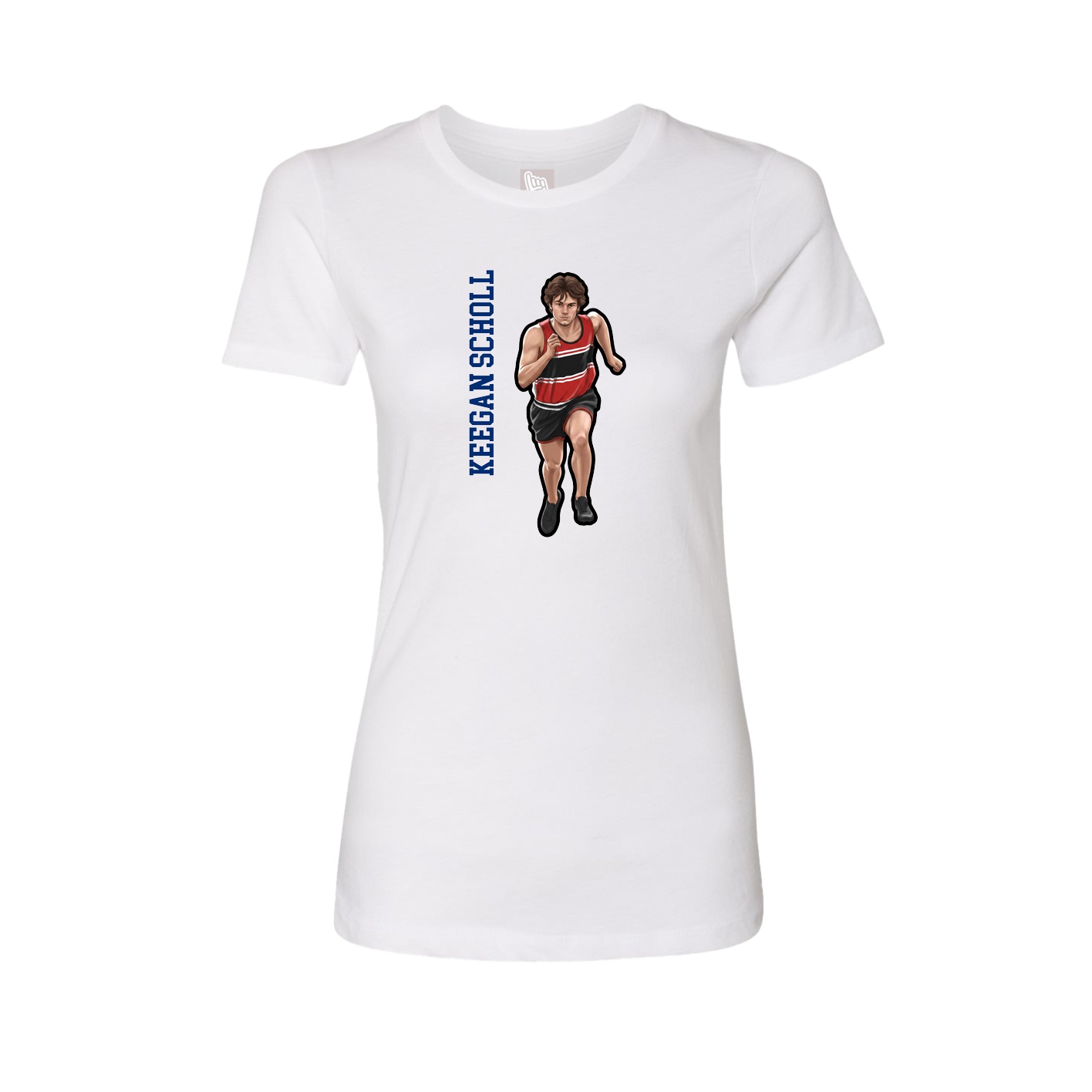 Fitted Women's Tee — Name Vertical in White