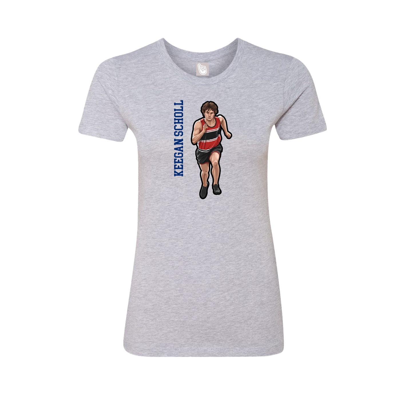 Womens Tee — Name Vertical in Grey