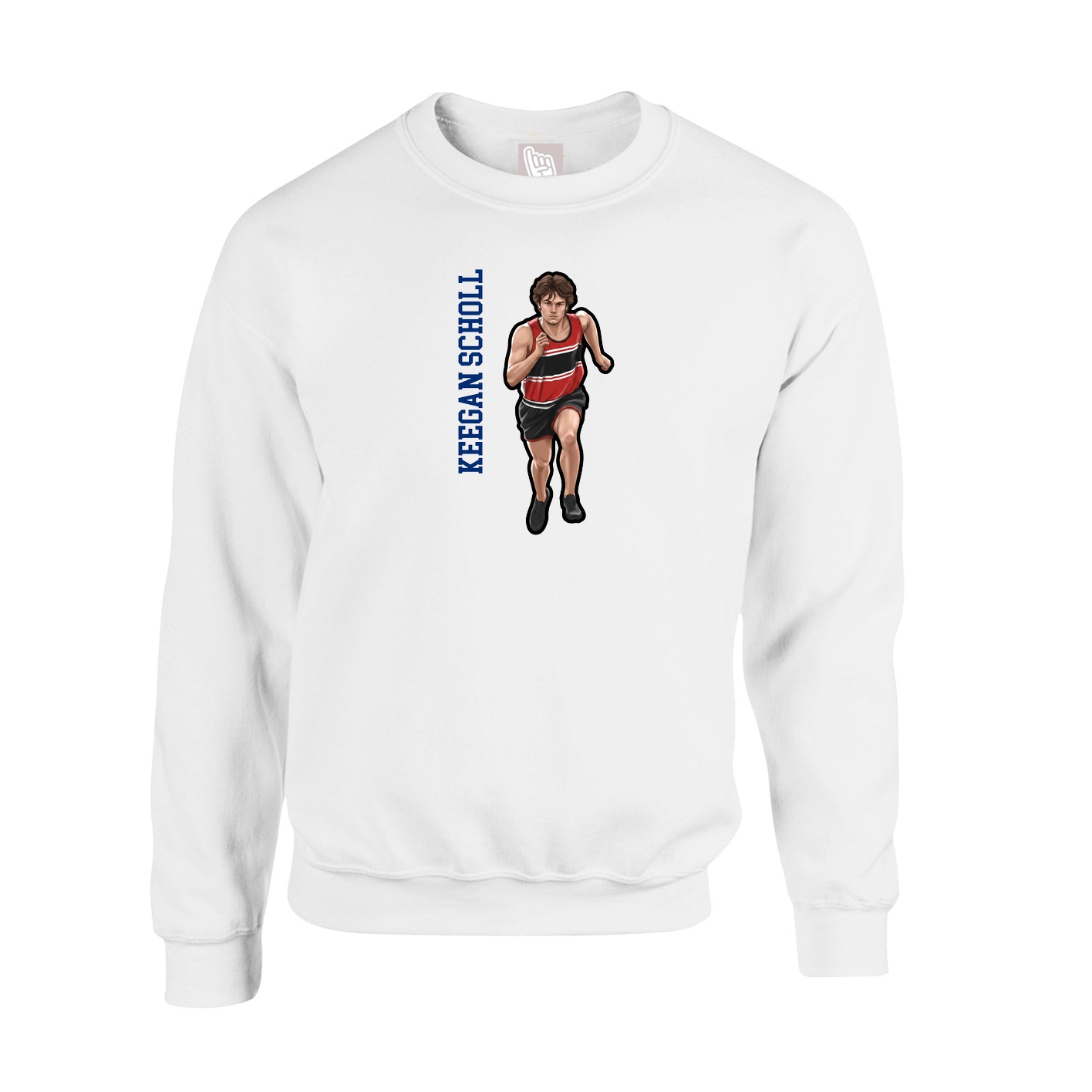 Fleece Crew — Name Vertical in White