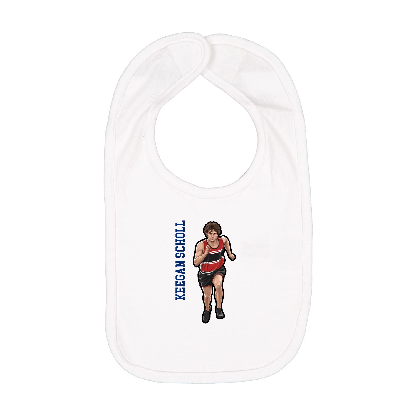 Infant Bib — Name Vertical in White