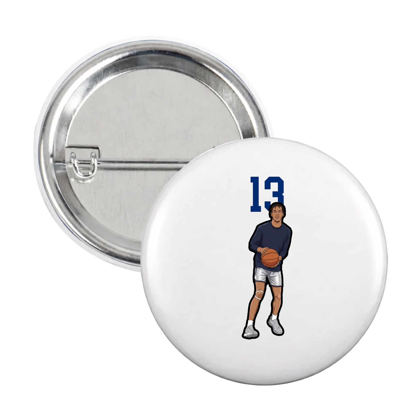 Game Day Button — Number Top in White