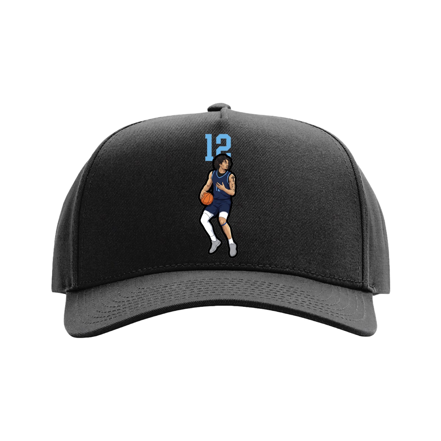 Full Fabric Five-Panel Champ Cap — Number Top in Black