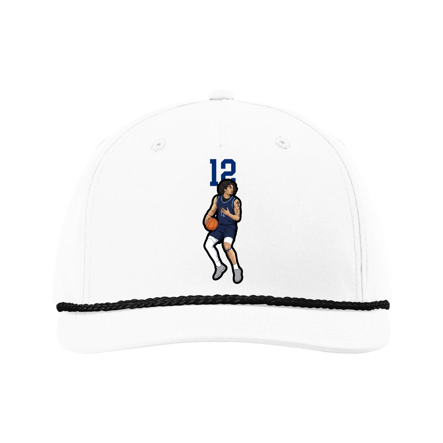 Five-Panel Classic Rope Cap — Number Top in White