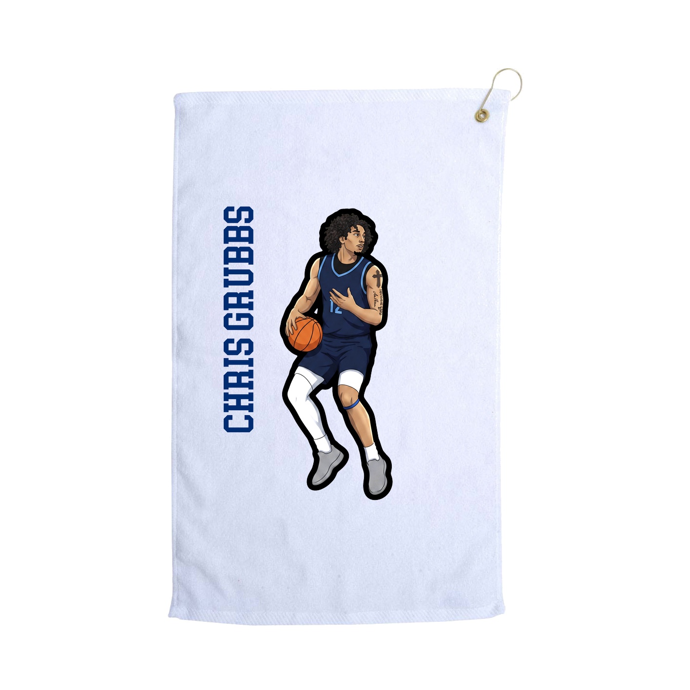 Golf Towel — Name Vertical in White