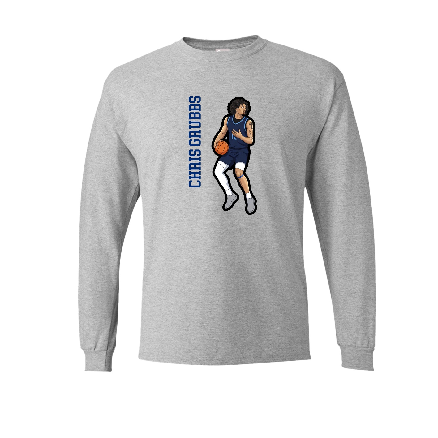Long Sleeve Tee — Name Vertical in Grey