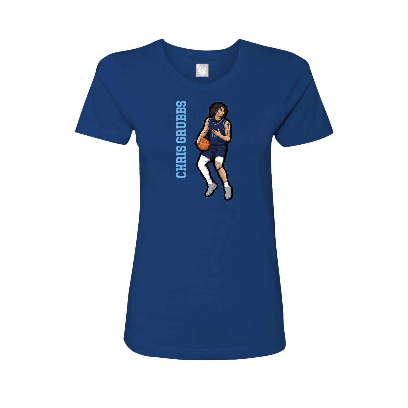 Fitted Women's Tee — Name Vertical in Royal
