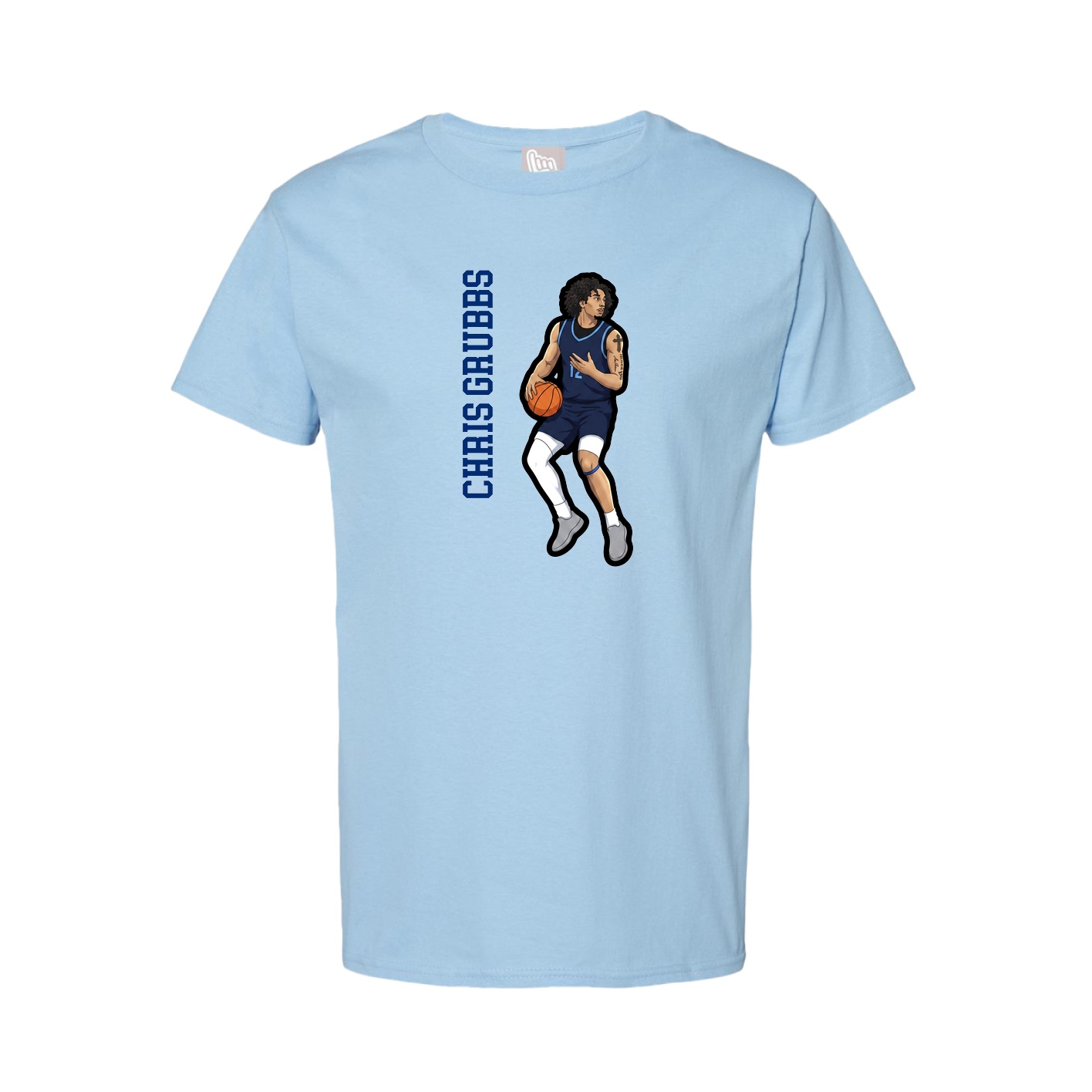 Youth Tee — Name Vertical in Light Blue