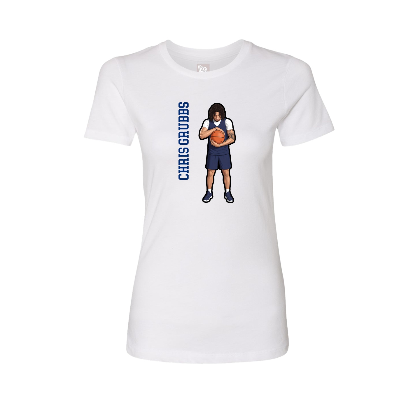 Womens Tee — Name Vertical in White