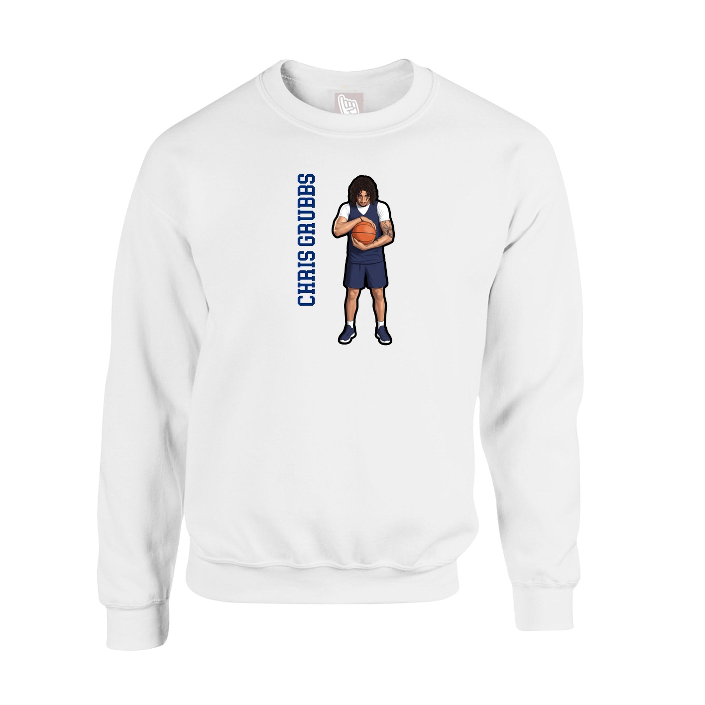 Fleece Crew — Name Vertical in White