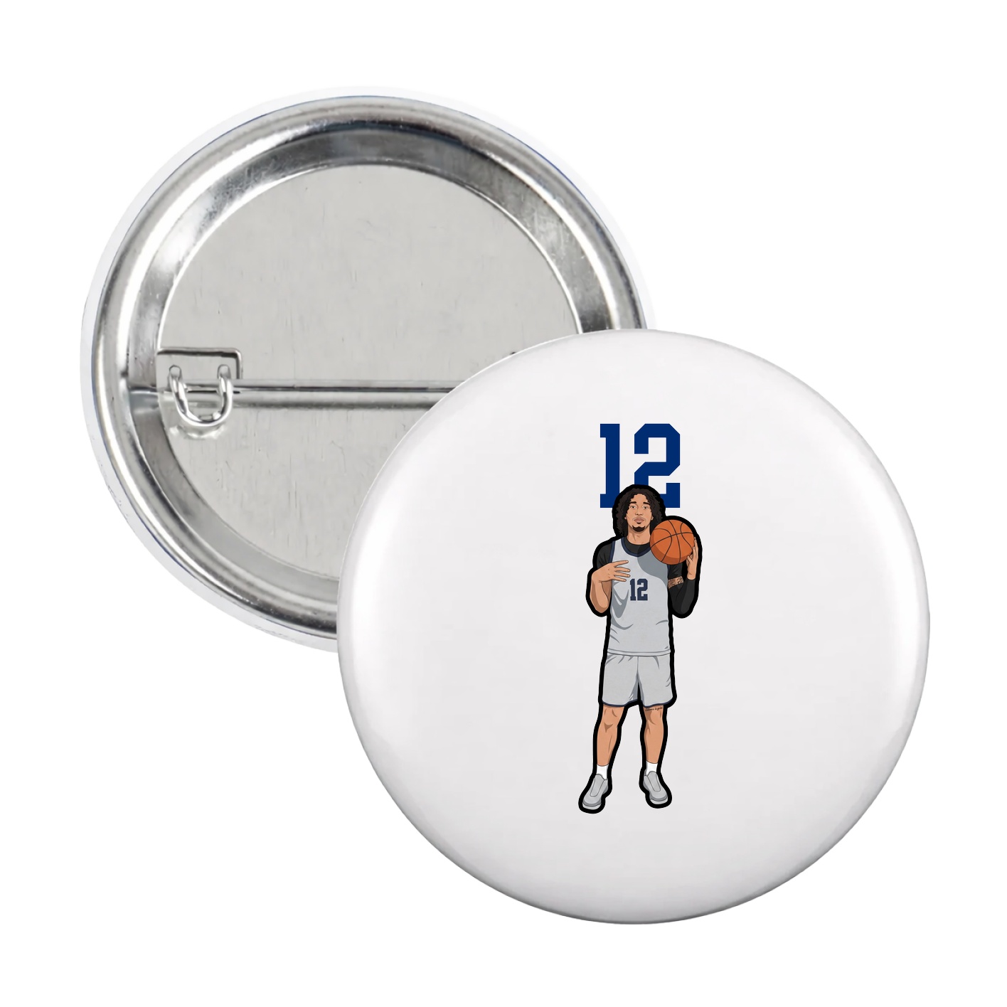 Game Day Button — Number Top in White