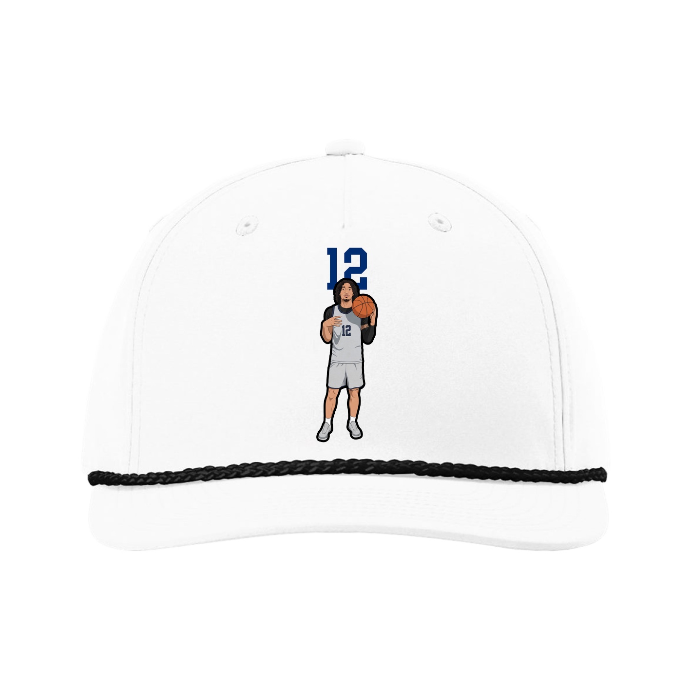 Five-Panel Classic Rope Cap — Number Top in White