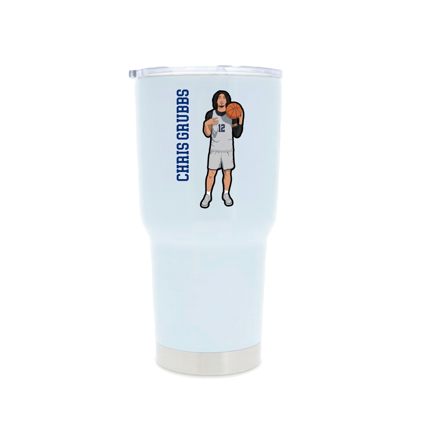 30oz Stainless Steel Tumbler — Name Vertical in White