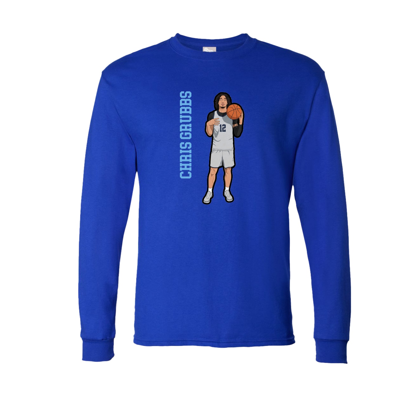 Long Sleeve Tee — Name Vertical in Royal