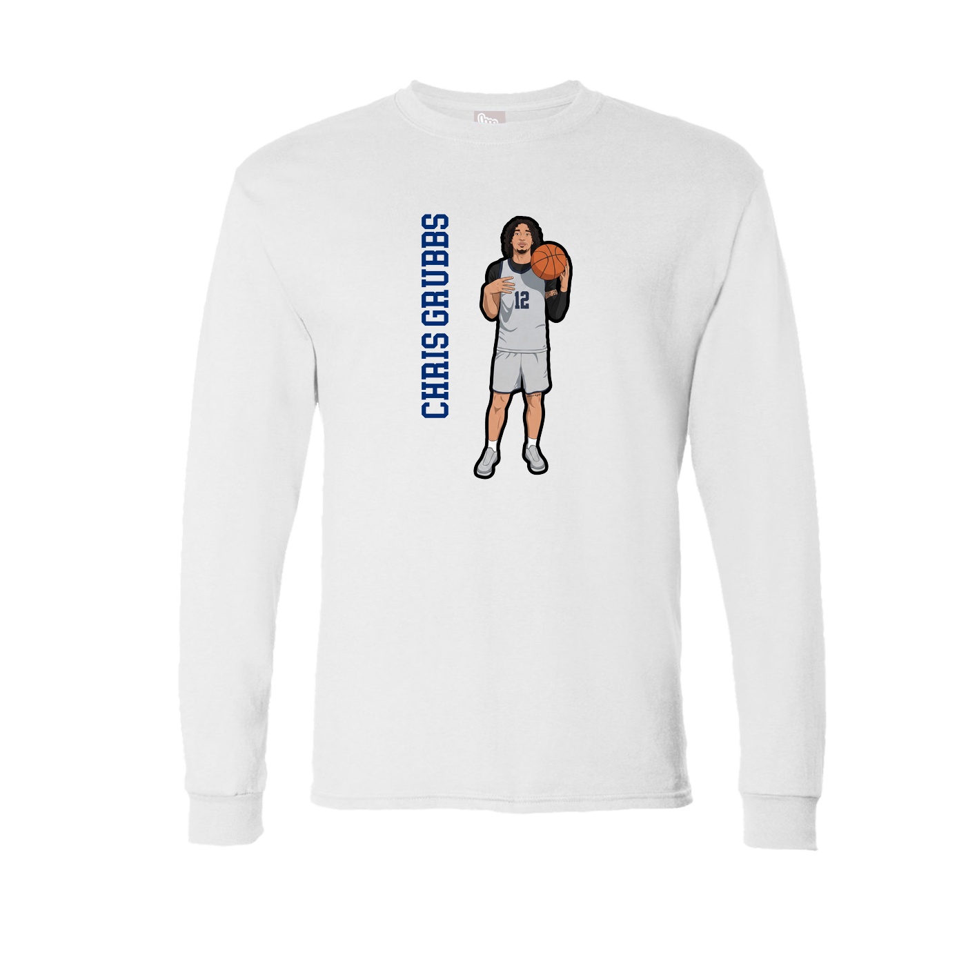 Long Sleeve Tee — Name Vertical in White