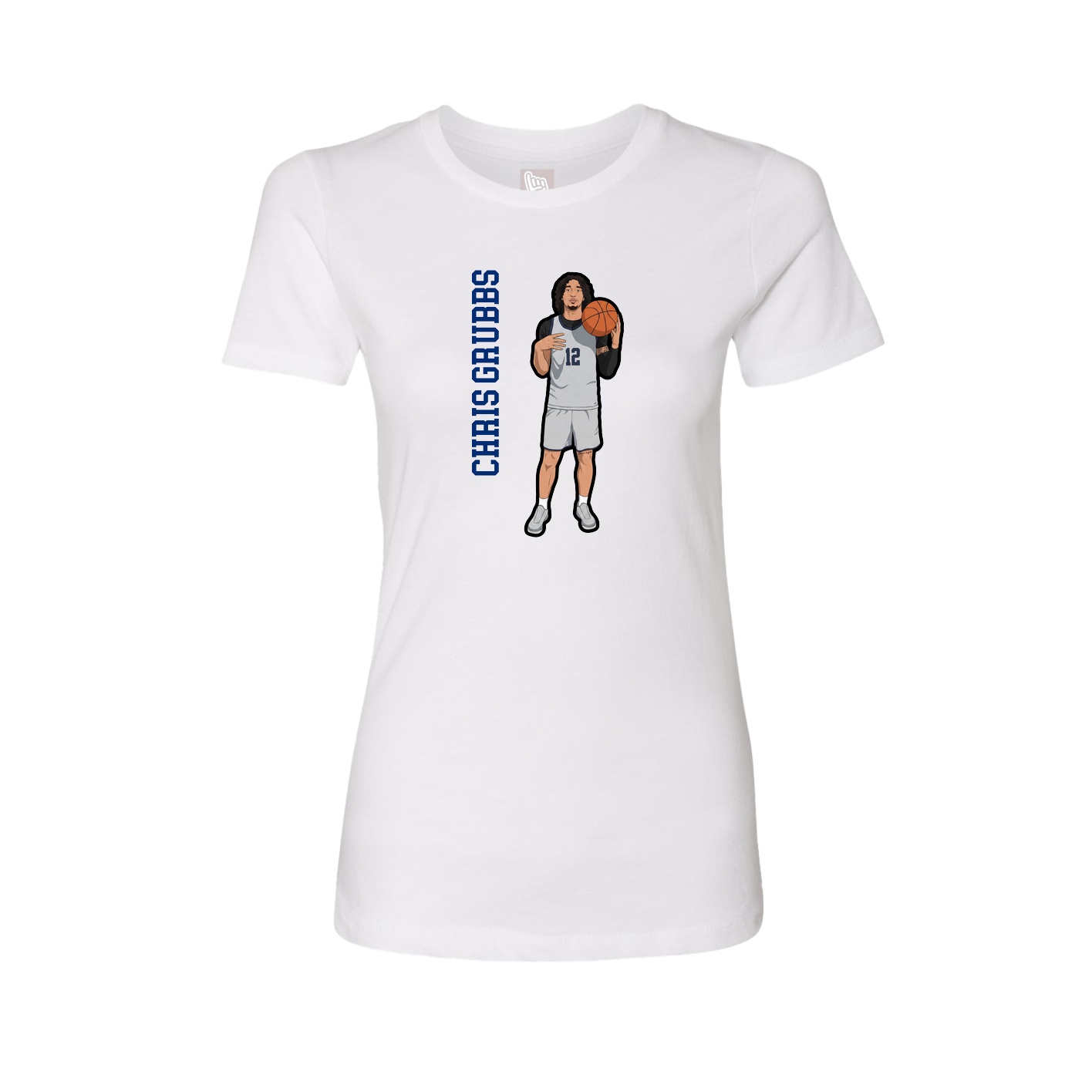 Fitted Women's Tee — Name Vertical in White