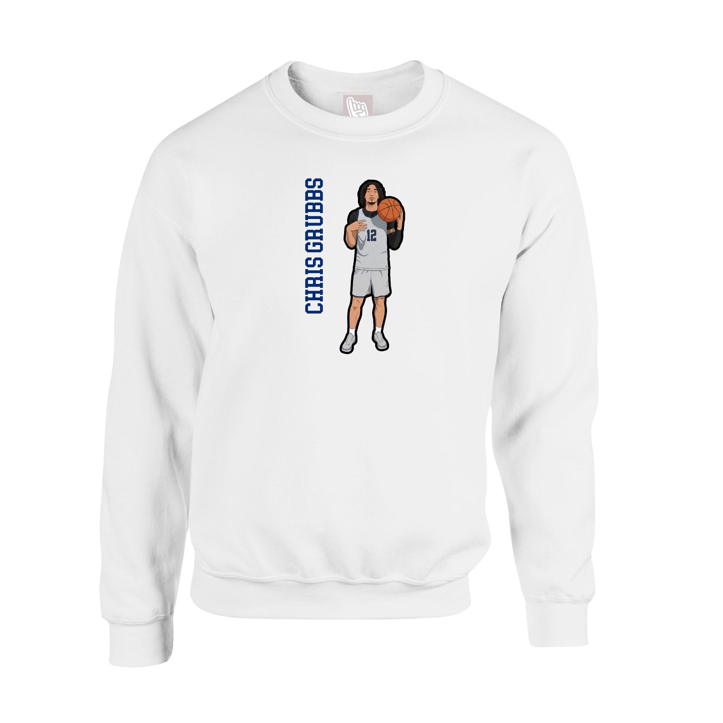 Fleece Crew — Name Vertical in White