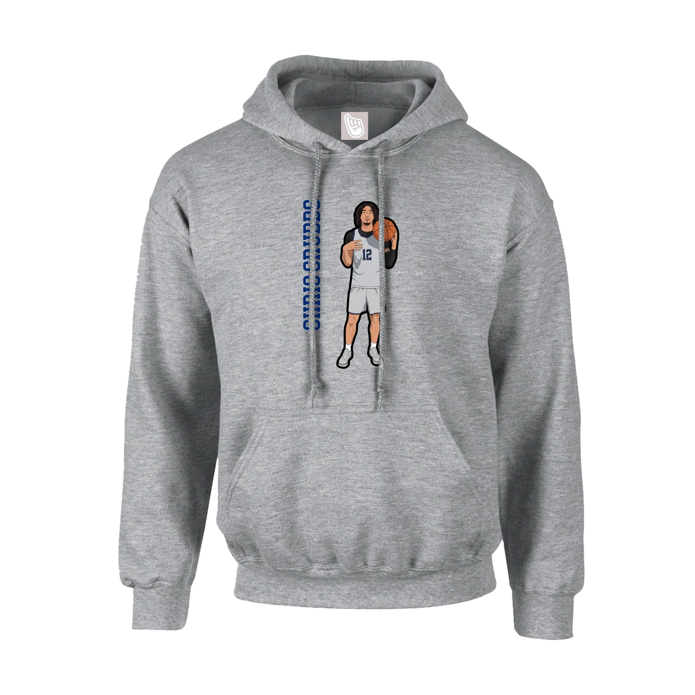 Youth Hoodie — Name Vertical in Grey