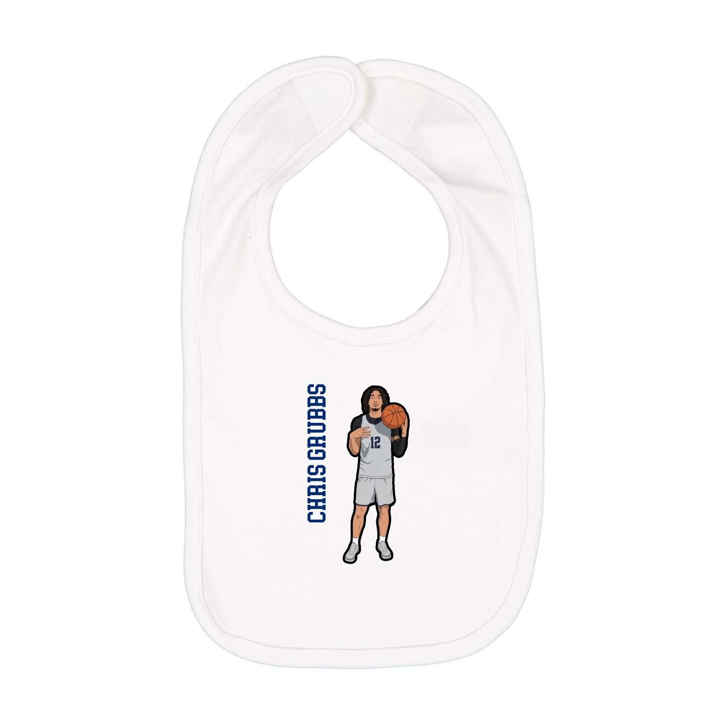 Infant Bib — Name Vertical in White