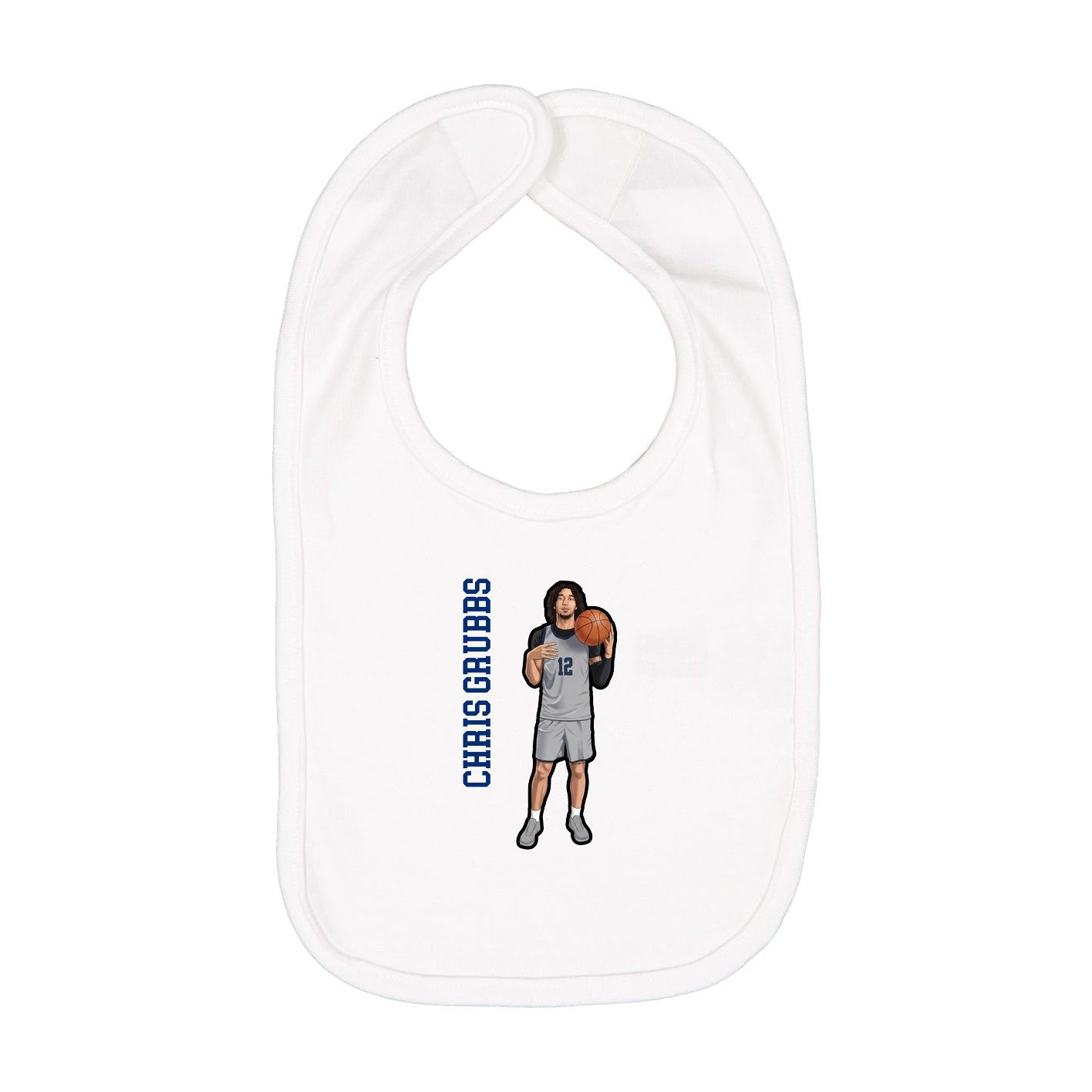 Infant Bib — Name Vertical in White