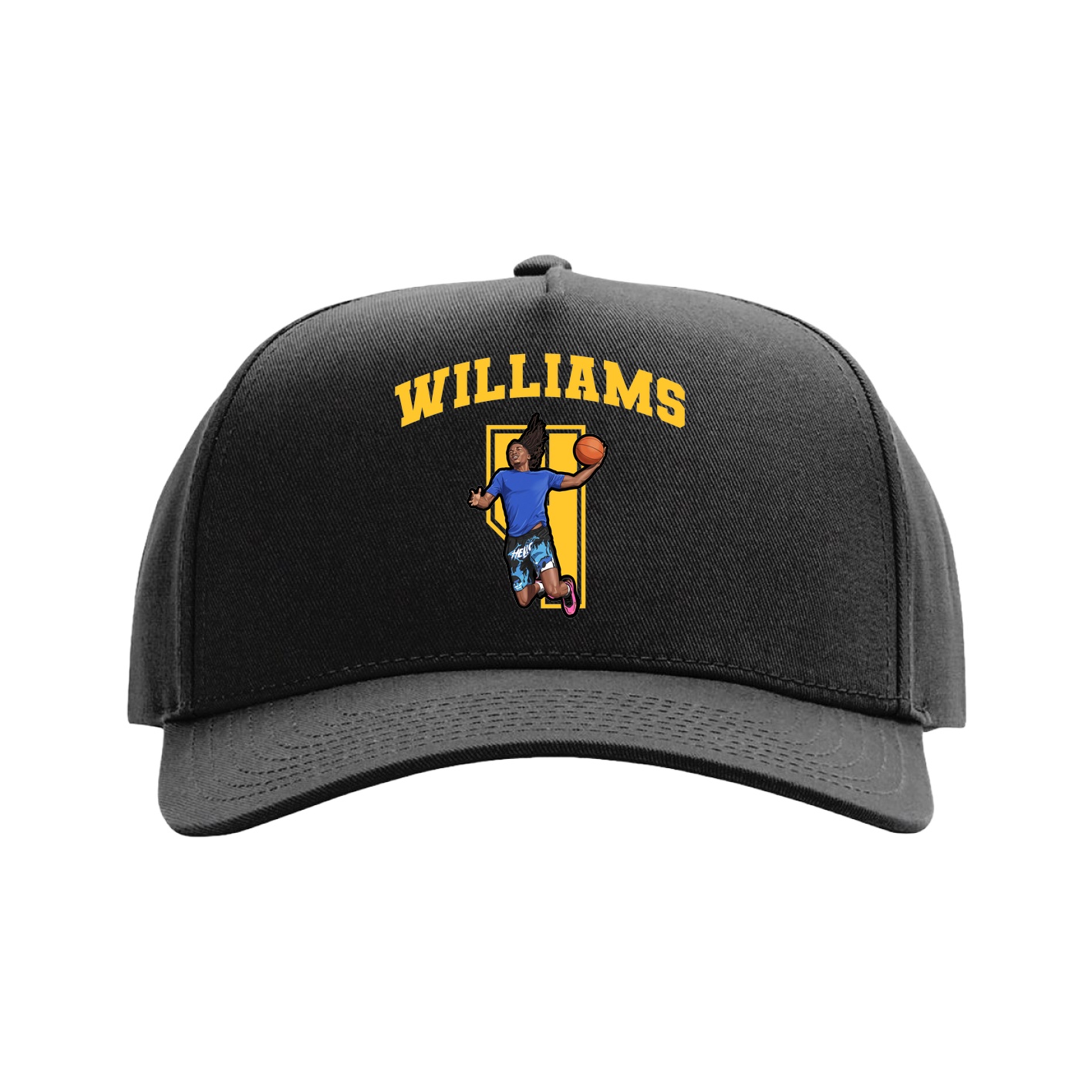 Full Fabric Five-Panel Champ Cap — Number in Black