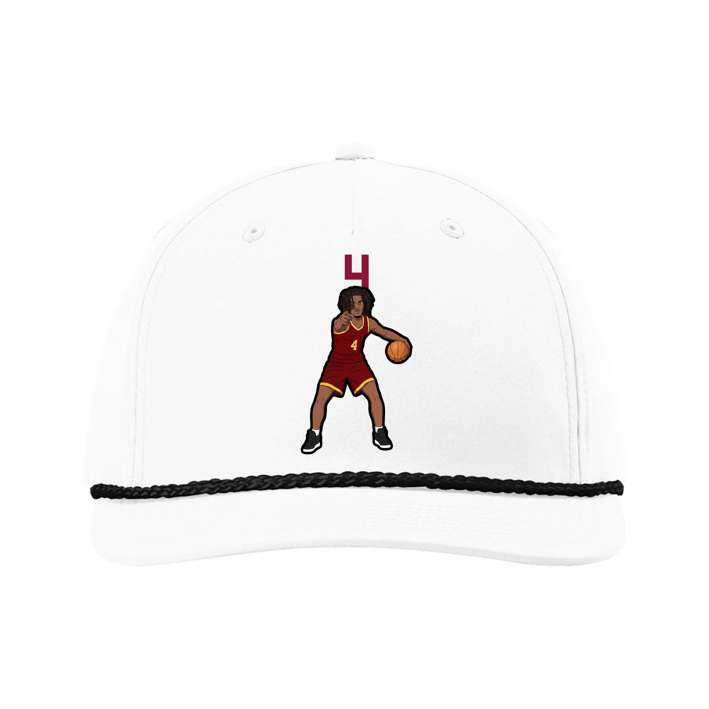 Five-Panel Classic Rope Cap — Number Top in White