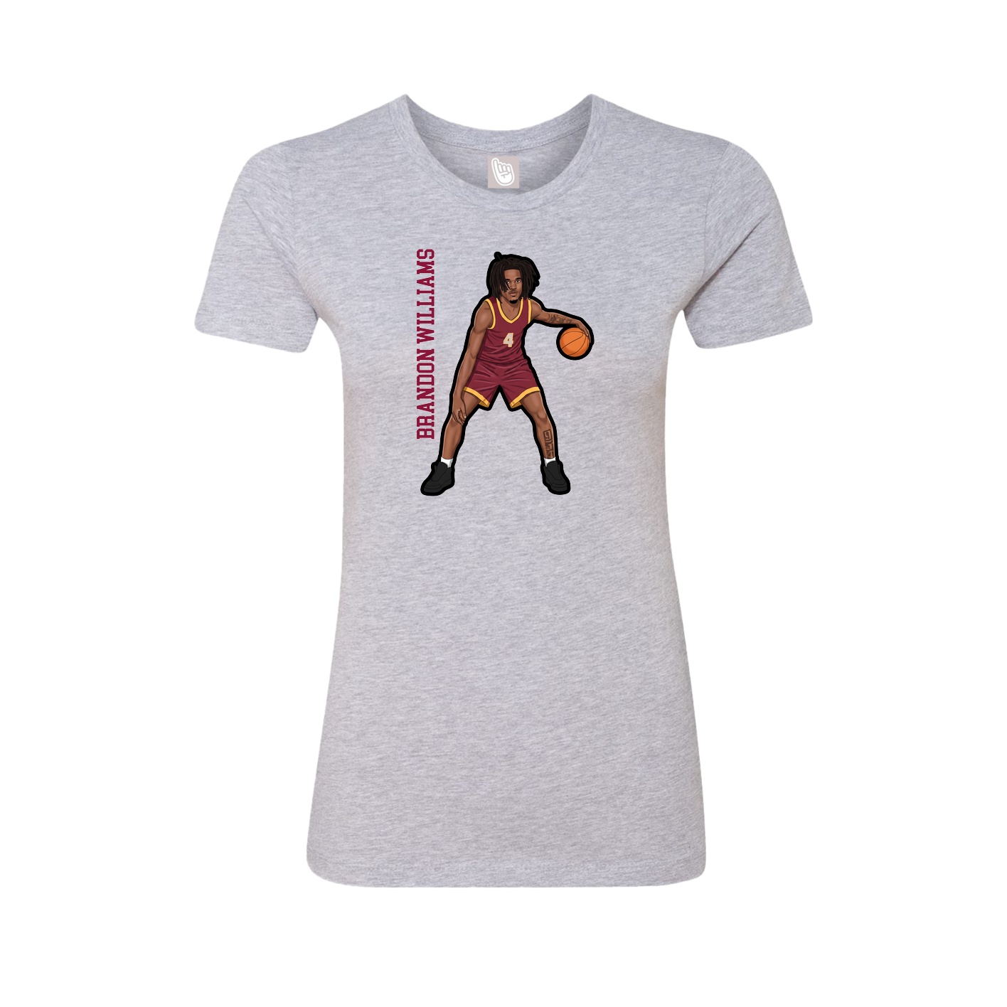 Fitted Women's Tee — Name Vertical in Grey