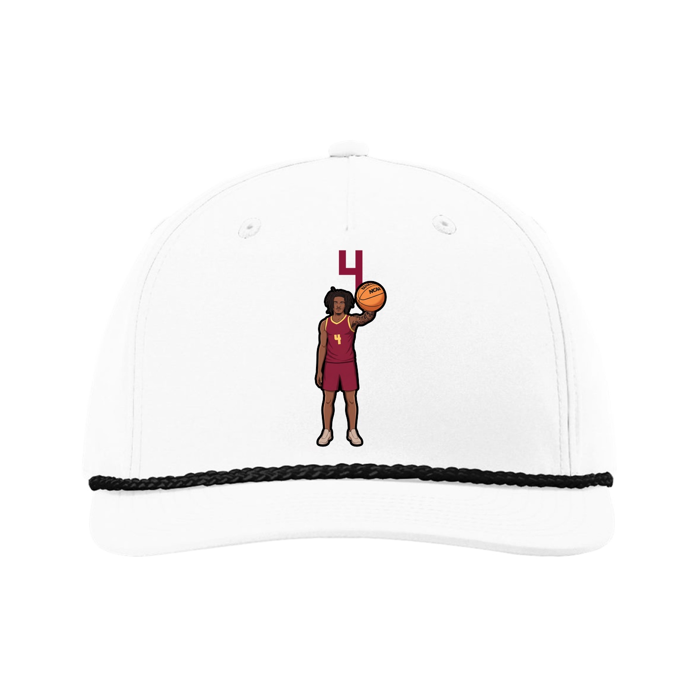 Five-Panel Classic Rope Cap — Number Top in White
