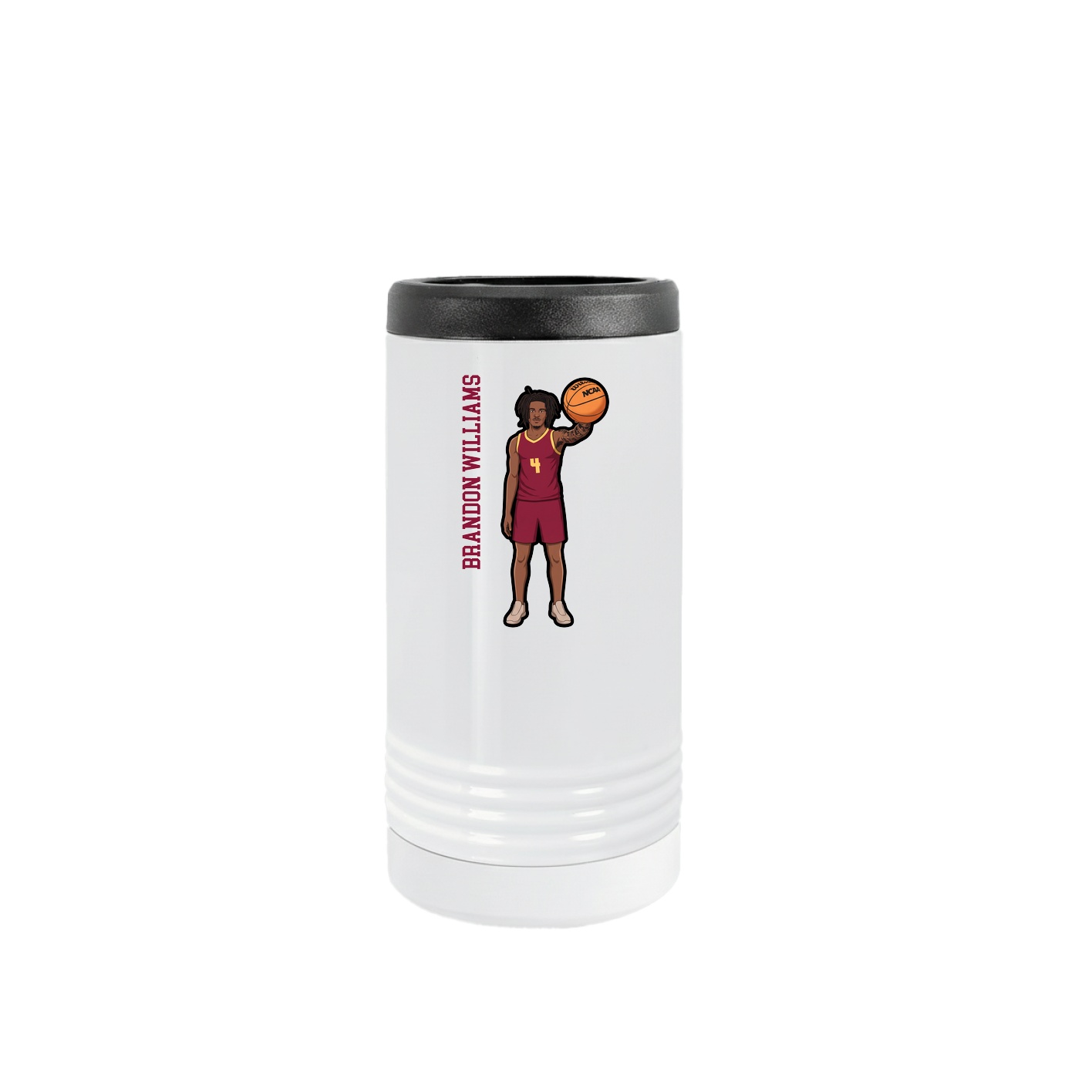 Slim Beverage Holder — Name Vertical in White