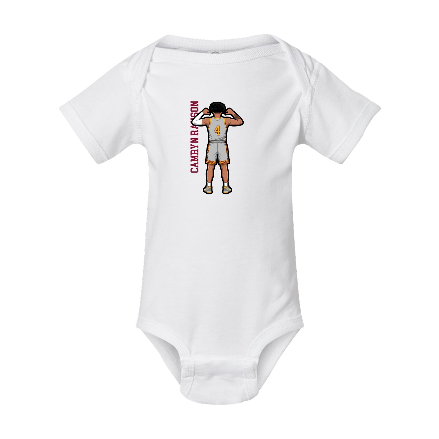 Baby Onesie — Name Vertical in White