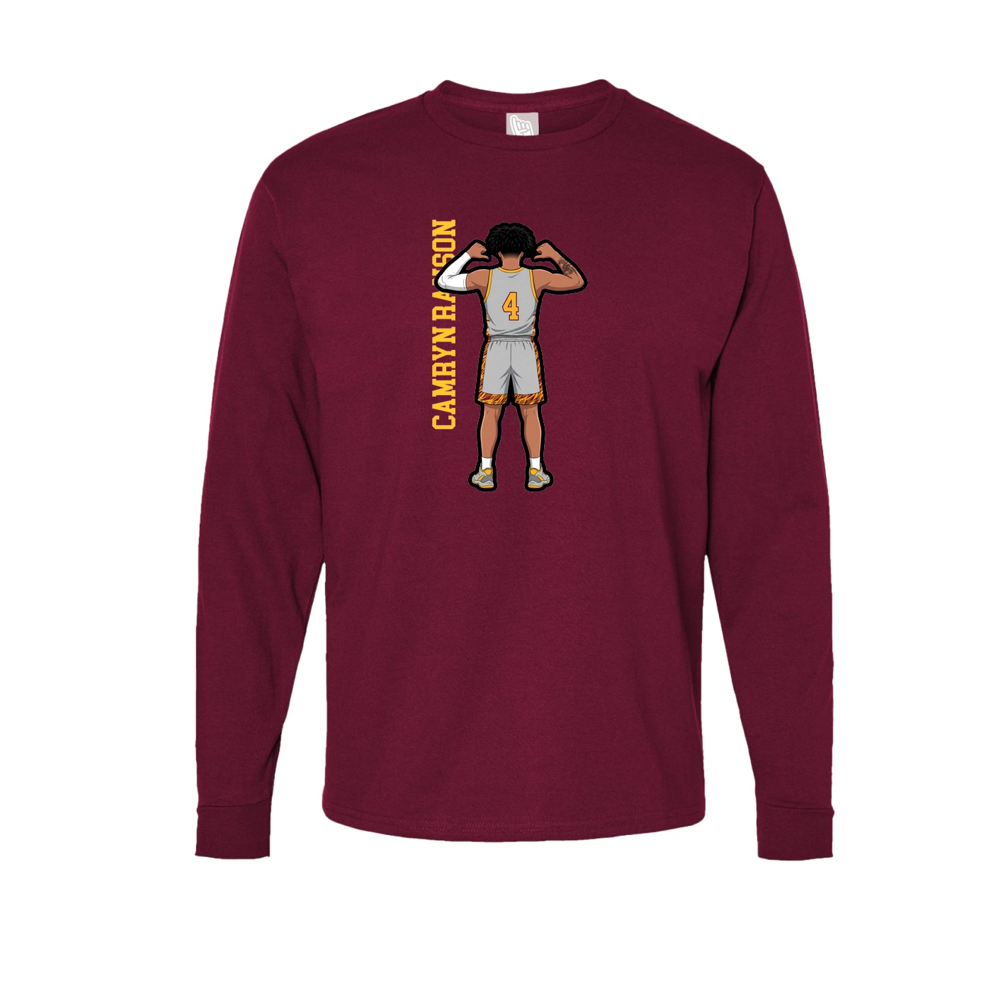 Long Sleeve Tee — Name Vertical in Cardinal