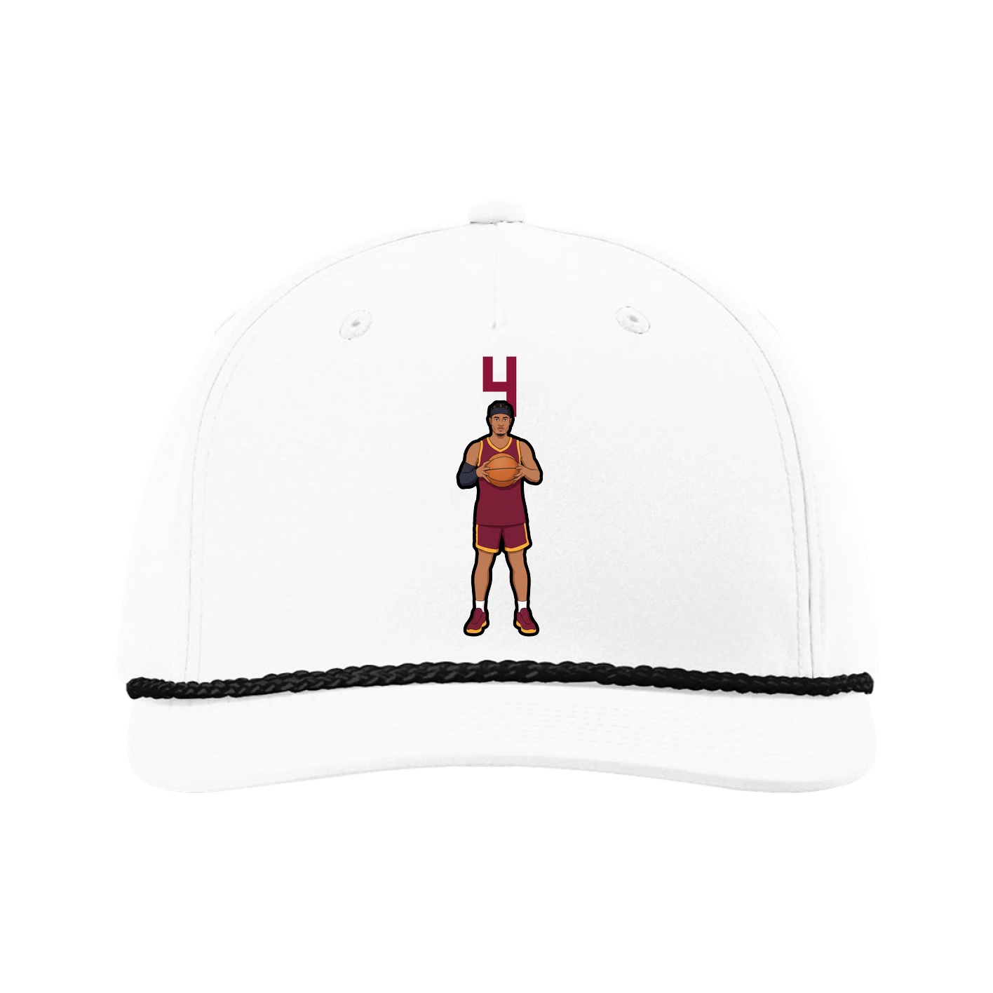 Five-Panel Classic Rope Cap — Number Top in White