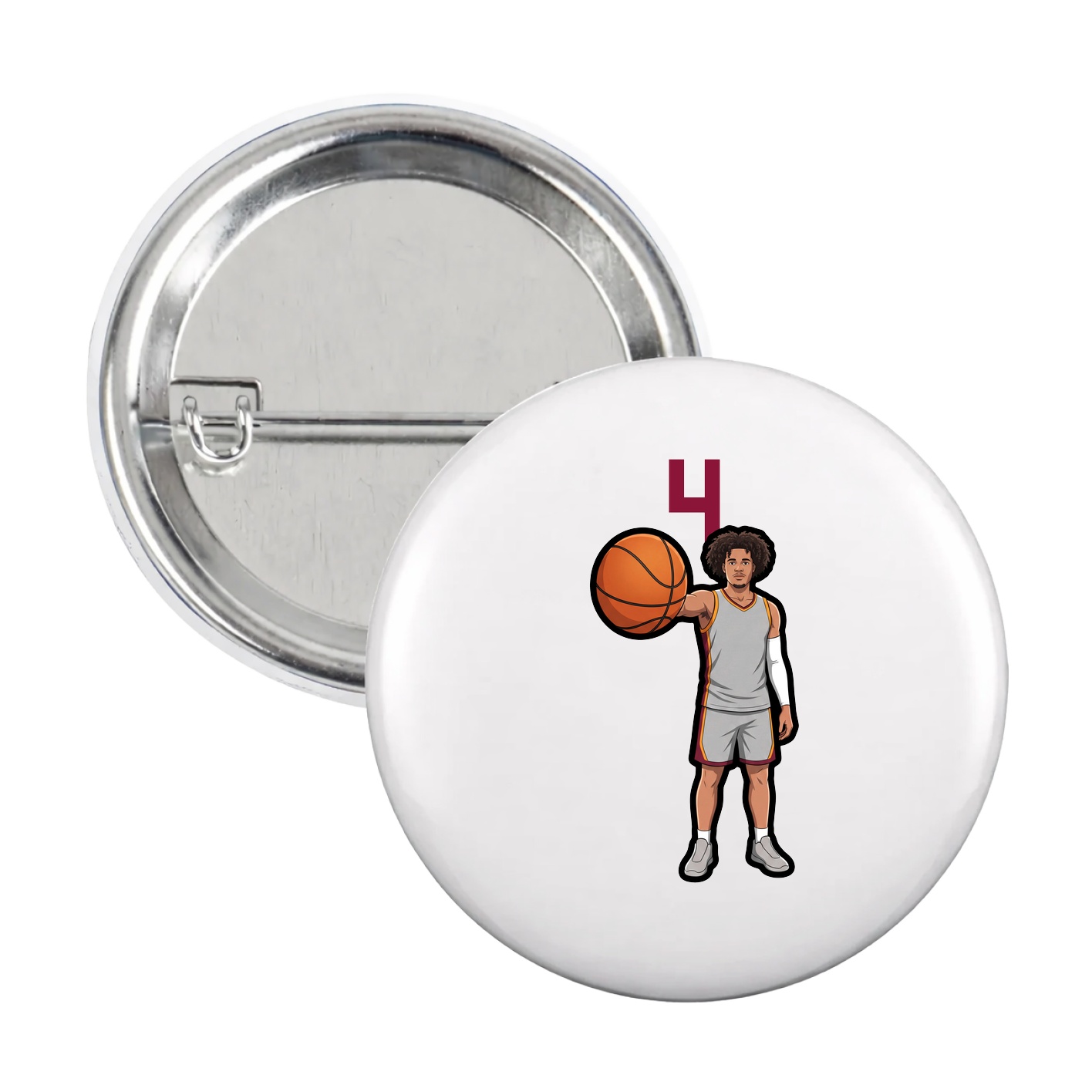 Game Day Button — Number Top in White