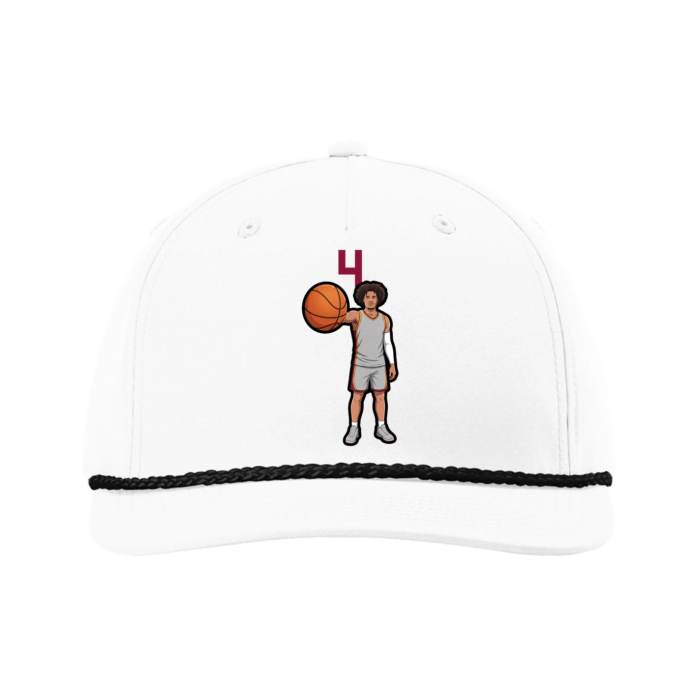 Five-Panel Classic Rope Cap — Number Top in White