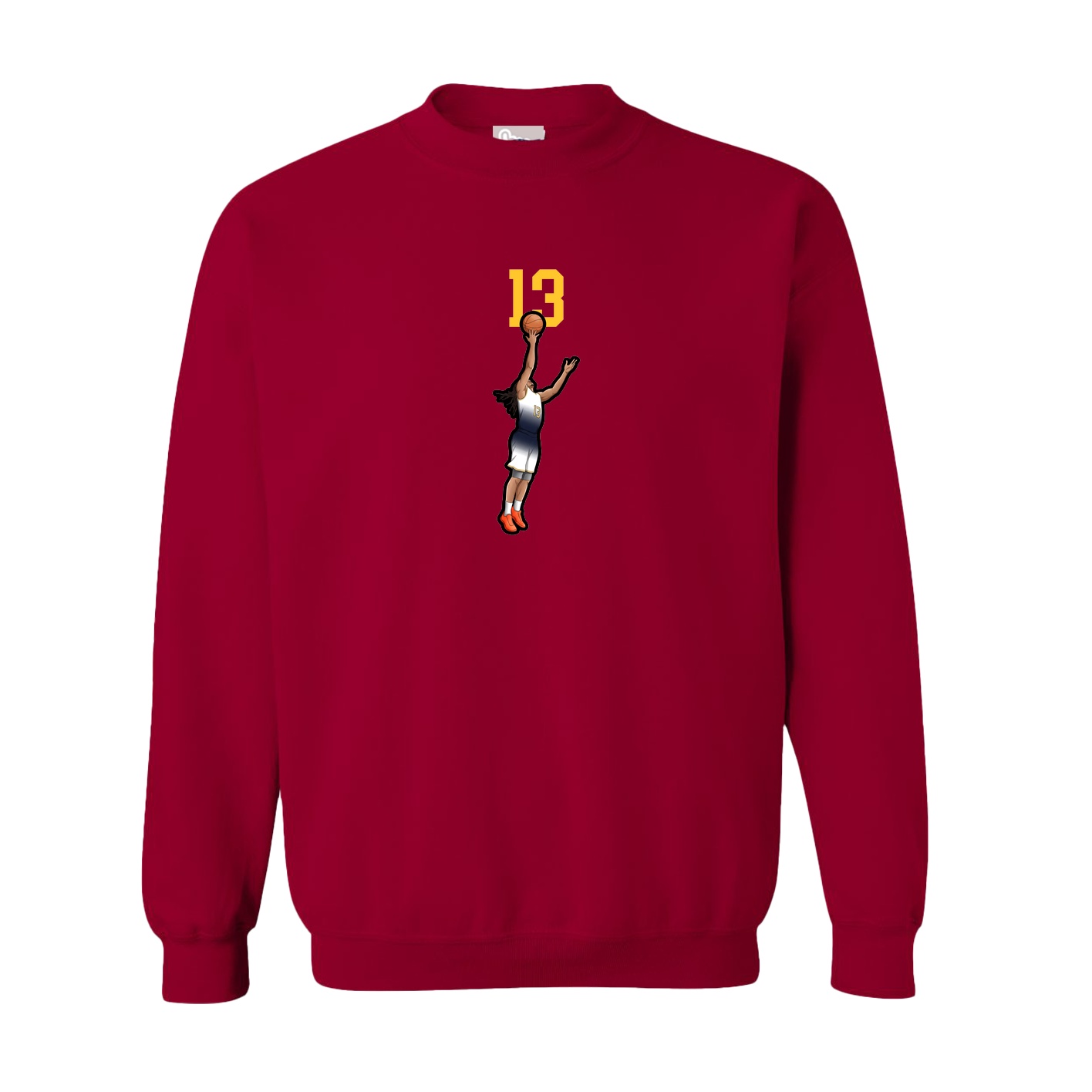 Fleece Crew — Number Top in Cardinal