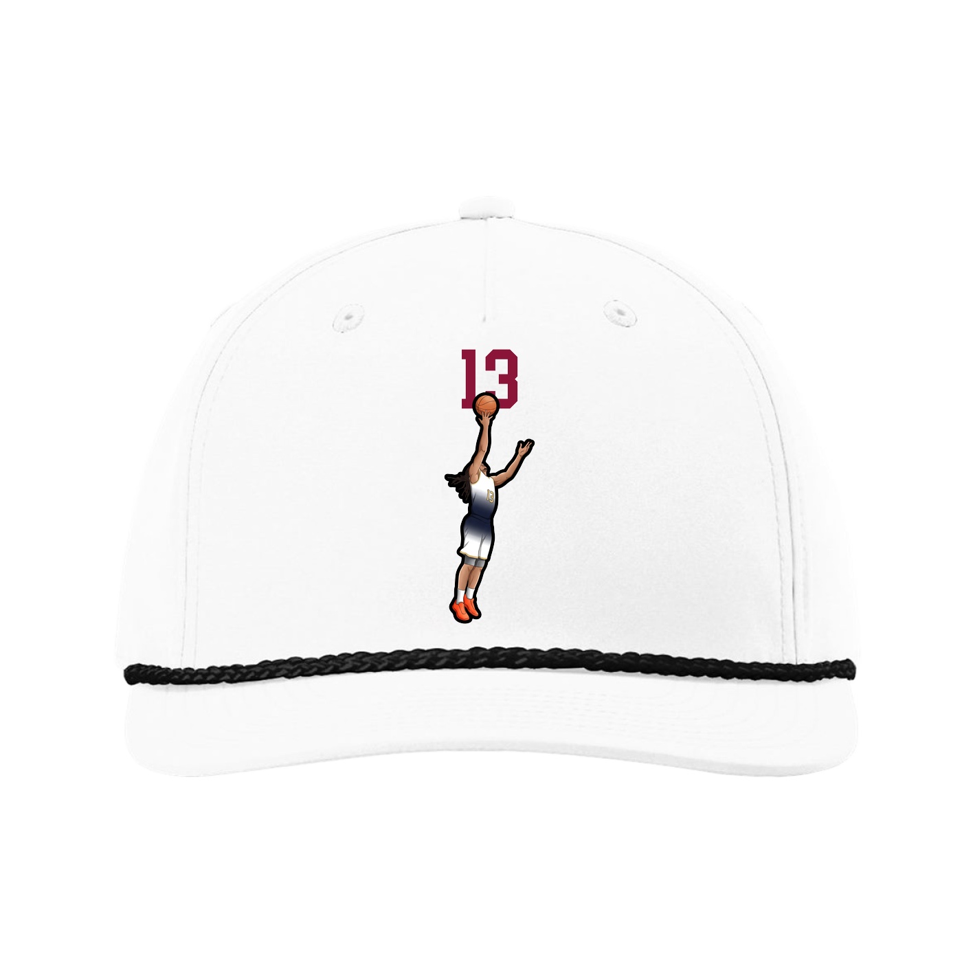 Five-Panel Classic Rope Cap — Number Top in White