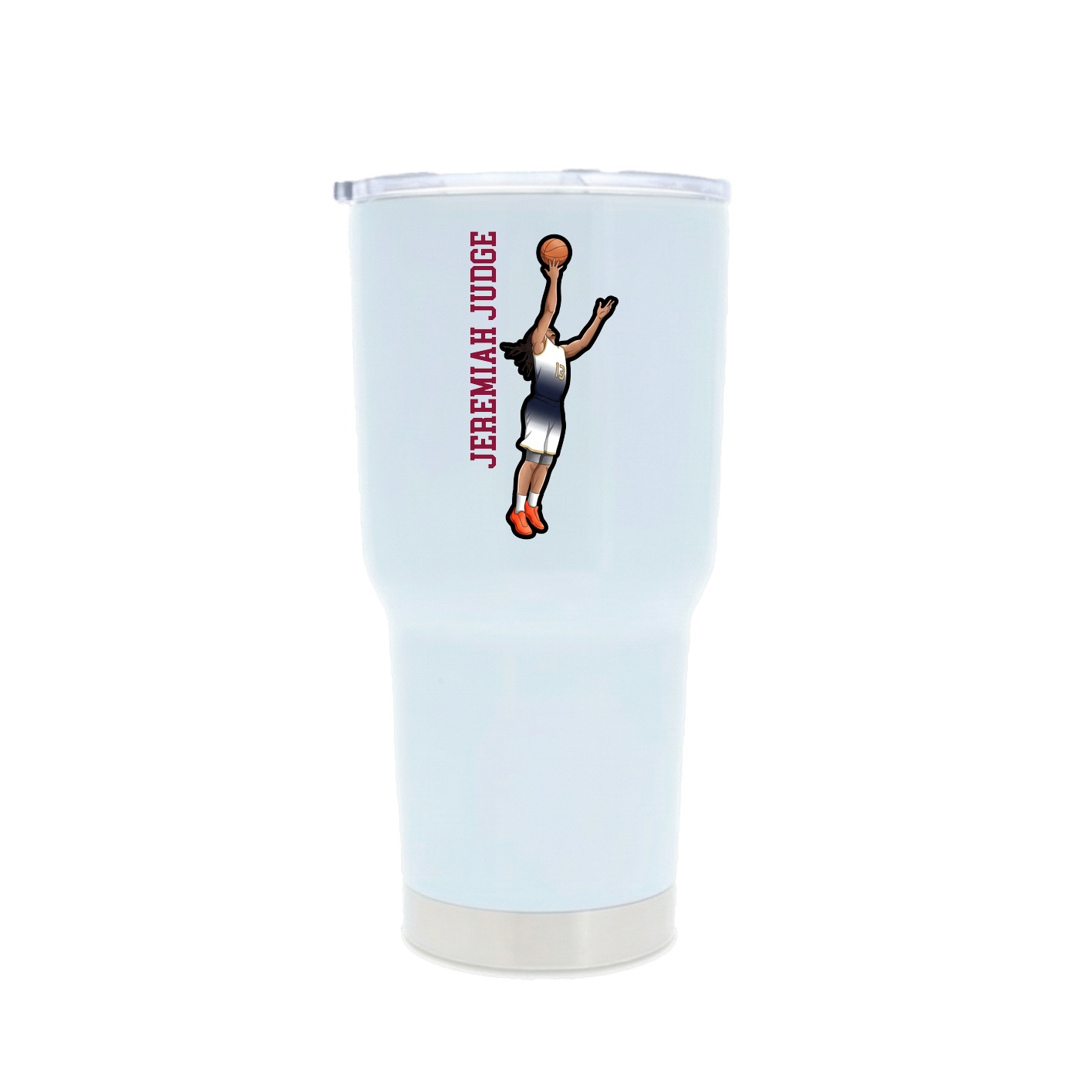 30oz Stainless Steel Tumbler — Name Vertical in White