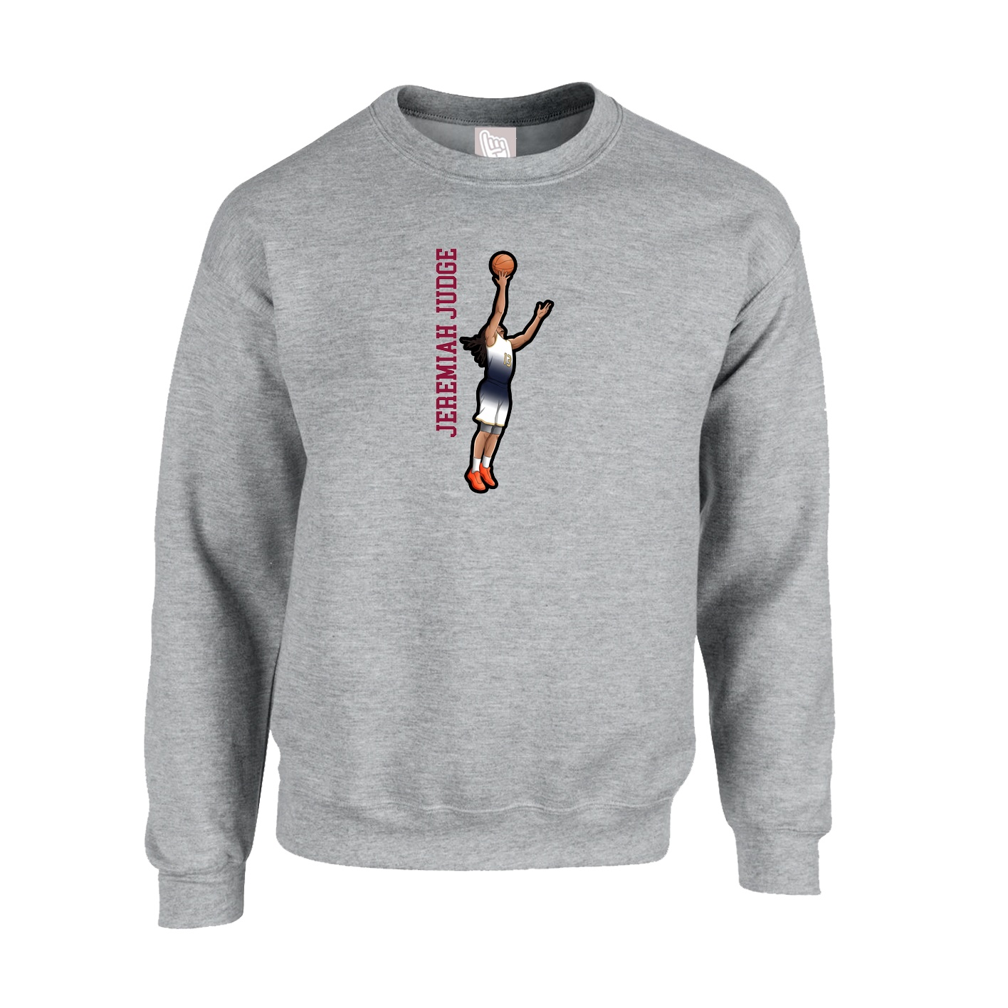Fleece Crew — Name Vertical in Grey