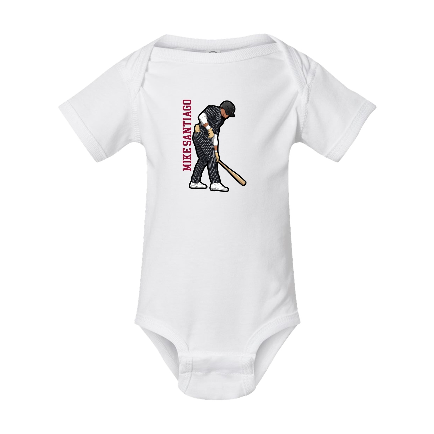 Baby Onesie — Name Vertical in White
